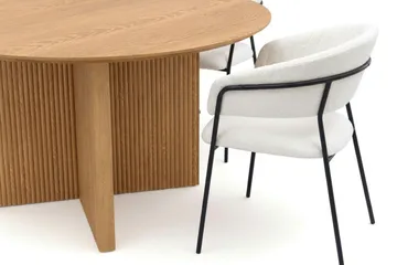 Edda Matgrupp runt 130 cm Ek med 6 Karol Matstolar - Ek - Products - Möbler - Bord & matgrupp - Matgrupp