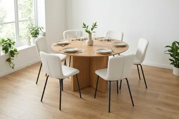 Edda Matgrupp runt 130 cm Ek med 6 Katy Matstolar - Ek - Products - Möbler - Bord & matgrupp - Matgrupp