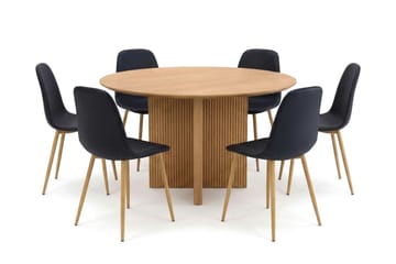 Edda Matgrupp runt 130 cm Ek med 6 Nibe Matstolar - Ek - Products - Möbler - Bord & matgrupp - Matgrupp