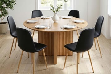 Edda Matgrupp runt 130 cm Ek med 6 Nibe Matstolar - Ek - Products - Möbler - Bord & matgrupp - Matgrupp