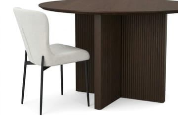 Edda Matgrupp runt 130 cm Rökt Ek med 6 Elsie Matstolar - Rökt ek/Vit - Products - Möbler - Bord & matgrupp - Matgrupp
