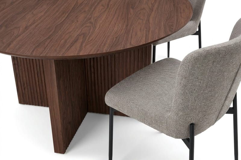 Edda Matgrupp runt 130 cm Valnöt med 6 Elsie Matstolar - Valnöt - Products - Möbler - Bord & matgrupp - Matgrupp