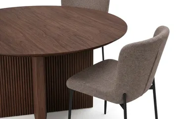 Edda Matgrupp runt 130 cm Valnöt med 6 Elsie Matstolar - Valnöt - Products - Möbler - Bord & matgrupp - Matgrupp