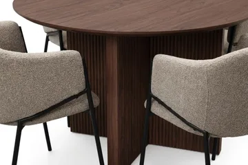 Edda Matgrupp runt 130 cm Valnöt med 6 Filip Matstolar - Valnöt - Products - Möbler - Bord & matgrupp - Matgrupp