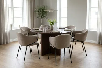 Edda Matgrupp runt 130 cm Valnöt med 6 Filip Matstolar - Valnöt - Products - Möbler - Bord & matgrupp - Matgrupp