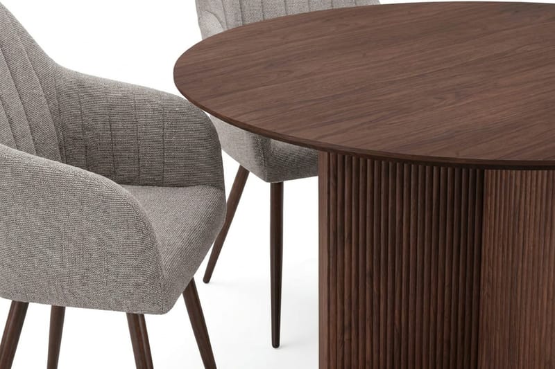 Edda Matgrupp runt 130 cm Valnöt med 6 Filippa Matstolar - Valnöt - Products - Möbler - Bord & matgrupp - Matgrupp