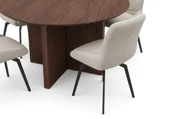 Edda Matgrupp runt 130 cm Valnöt med 6 Mora Matstolar - Valnöt - Products - Möbler - Bord & matgrupp - Matgrupp