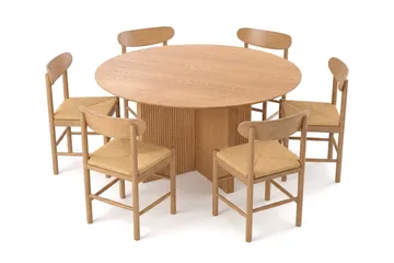 Edda Matgrupp runt 150 cm Ek med 6 Malte Matstolar - Products - Möbler - Bord & matgrupp - Matgrupp