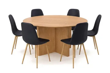 Edda Matgrupp runt 150 cm Ek med 6 Nibe Matstolar - Ek - Products - Möbler - Bord & matgrupp - Matgrupp