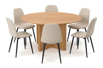 Edda Matgrupp runt 150 cm Ek med 6 Nibe Matstolar - Ek - Products - Möbler - Bord & matgrupp - Matgrupp