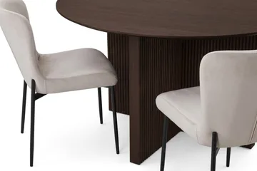 Edda Matgrupp runt 150 cm Rökt Ek med 6 Elsie Matstolar - Rökt ek/Beige - Products - Möbler - Bord & matgrupp - Matgrupp