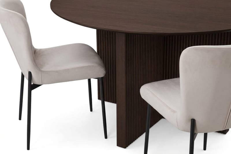 Edda Matgrupp runt 150 cm Rökt Ek med 6 Elsie Matstolar - Rökt ek/Beige - Products - Möbler - Bord & matgrupp - Matgrupp