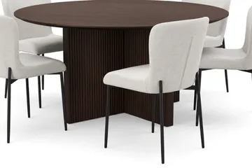 Edda Matgrupp runt 150 cm Rökt Ek med 6 Elsie Matstolar - Rökt ek/Vit - Products - Möbler - Bord & matgrupp - Matgrupp
