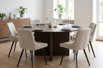 Edda Matgrupp runt 150 cm Rökt Ek med 6 Mora Matstolar - Rökt ek - Products - Möbler - Bord & matgrupp - Matgrupp