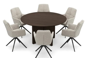Edda Matgrupp runt 150 cm Rökt Ek med 6 Torsby Matstolar - Rökt ek - Products - Möbler - Bord & matgrupp - Matgrupp
