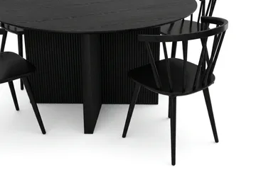 Edda Matgrupp runt 150 cm Svart med 6 Tyrö Matstolar - Svart - Products - Möbler - Bord & matgrupp - Matgrupp