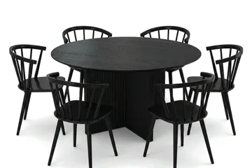 Edda Matgrupp runt 150 cm Svart med 6 Tyrö Matstolar - Svart - Products - Möbler - Bord & matgrupp - Matgrupp