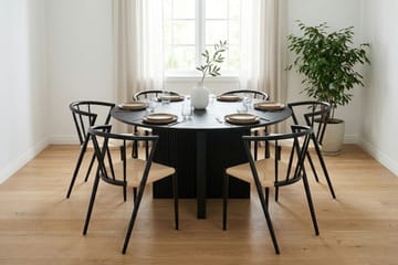 Edda Matgrupp runt 150 cm Svart med 6 Winston Matstolar - Svart - Products - Möbler - Bord & matgrupp - Matgrupp