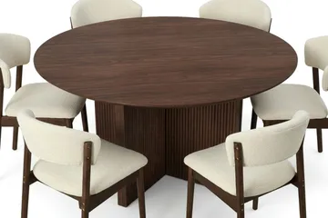 Edda Matgrupp runt 150 cm Valnöt med 6 Nala Matstolar - Products - Möbler - Bord & matgrupp - Matgrupp