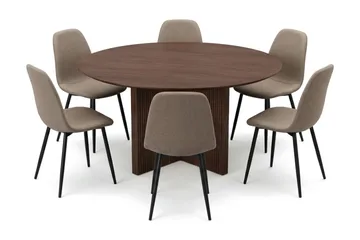 Edda Matgrupp runt 150 cm Valnöt med 6 Nibe Matstolar - Products - Möbler - Bord & matgrupp - Matgrupp