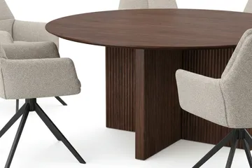 Edda Matgrupp runt 150 cm Valnöt med 6 Torsby Matstolar - Products - Möbler - Bord & matgrupp - Matgrupp