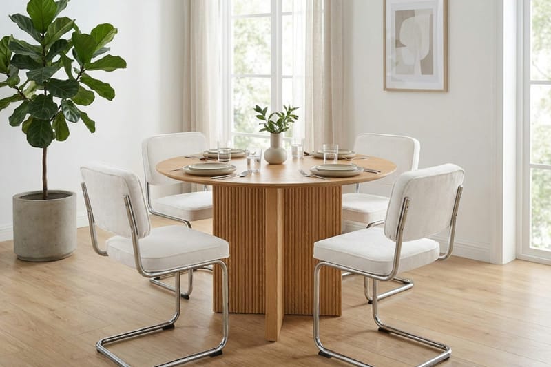 Edda Runt Matbord 110 cm i Trä med Ekutseende - Natur - Products - Möbler - Bord & matgrupp - Matbord & köksbord
