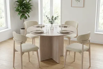 Edda Runt Matbord 110 cm i Trä med Vitlaserad Ek-utseende - Vitlaserad ek - Products - Möbler - Bord & matgrupp - Matbord & köksbord
