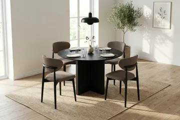 Edda Runt Matbord 110cm Fanér - Svart - Products - Möbler - Bord & matgrupp - Matbord & köksbord