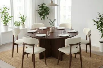 Edda Runt Matbord 150cm Fanér - Valnöt - Products - Möbler - Bord & matgrupp - Matbord & köksbord