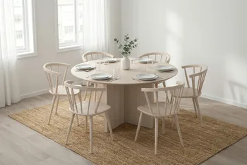 Edda Runt Matbord 150cm Fanér - Vitlaserad ek - Products - Möbler - Bord & matgrupp - Matbord & köksbord
