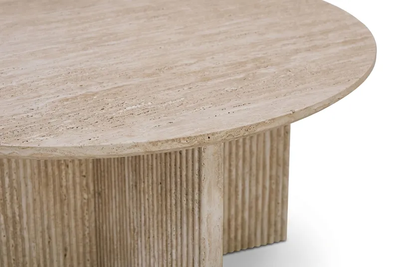 Edda Soffbord Rund 85 cm - Travertin - Products - Möbler - Bord & matgrupp - Soffbord