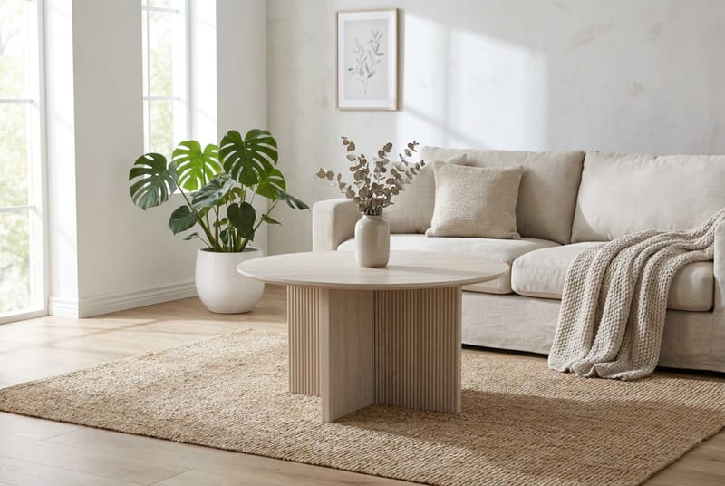 Edda Soffbord Rund 85 cm - Vitlaserad - Products - Möbler - Bord & matgrupp - Soffbord