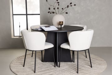 Edina Matgrupp 110 cm Rund med 4 Edina Stolar - Svart - Products - Möbler - Bord & matgrupp - Matgrupp