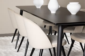 Ellis Matgrupp 230 cm Rektangulär med 6 Velvet stolar - Svart/Beige - Products - Möbler - Bord & matgrupp - Matgrupp