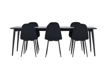 Ellis Matgrupp 230 cm Rektangulär med 6 Polar stolar - Svart/Svart - Products - Möbler - Bord & matgrupp - Matgrupp