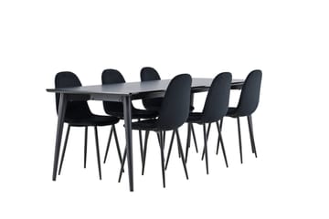 Ellis Matgrupp 230 cm Rektangulär med 6 Polar stolar - Svart/Svart - Products - Möbler - Bord & matgrupp - Matgrupp