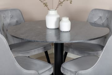 Estelle Matgrupp 106 cm Rund med 4 Velvet Deluxe stolar - Svart - Products - Möbler - Bord & matgrupp - Matgrupp