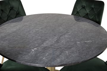 Estelle Matgrupp 106 cm Rund med 4 Velvet Deluxe stolar - Svart/Guld - Products - Möbler - Bord & matgrupp - Matgrupp