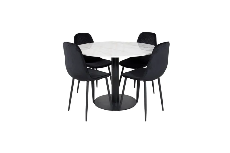 Estelle Matgrupp 106 cm Rund med 4 Polar stolar - Svart - Products - Möbler - Bord & matgrupp - Matgrupp