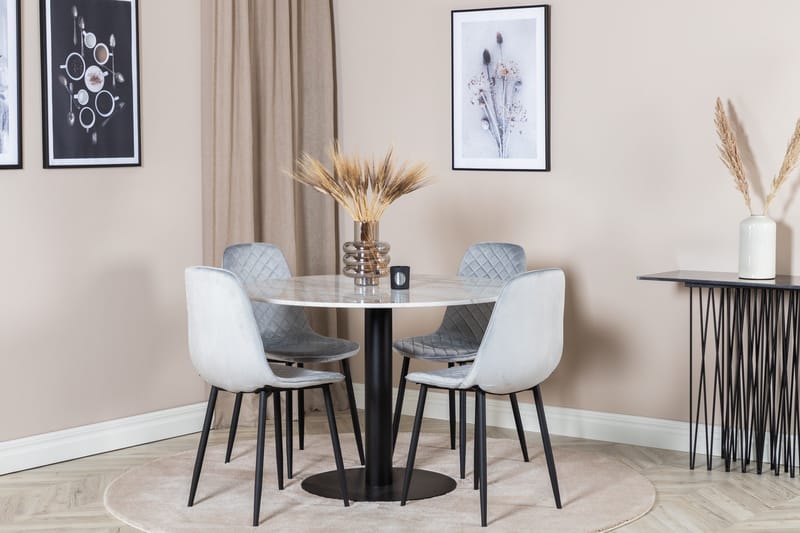 Estelle Matgrupp 106 cm Rund med 4 Polar stolar - Svart - Products - Möbler - Bord & matgrupp - Matgrupp