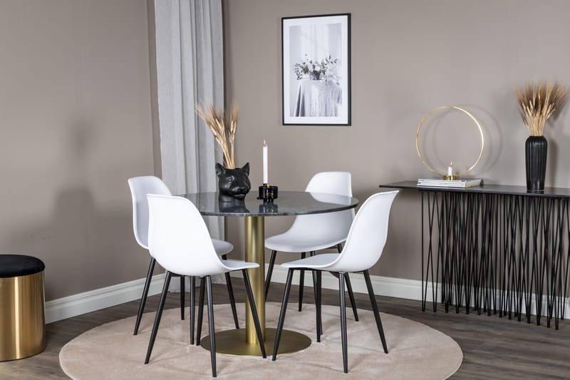 Estelle Matgrupp 106 cm Rund med 4 Polar stolar - Svart/Guld - Products - Möbler - Bord & matgrupp - Matgrupp
