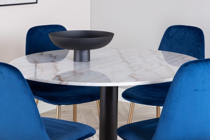 Estelle Matgrupp 106 cm Rund med 4 Polar stolar - Svart - Products - Möbler - Bord & matgrupp - Matgrupp