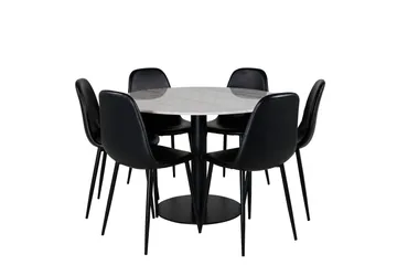 Estelle Matgrupp 106 cm Rund med 6 Polar stolar - Svart - Products - Möbler - Bord & matgrupp - Matgrupp
