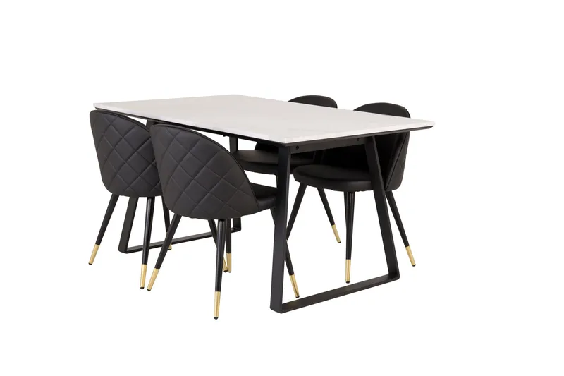 Estelle Matgrupp 140 cm Rektangulär med 4 Velvet stolar - Svart - Products - Möbler - Bord & matgrupp - Matgrupp