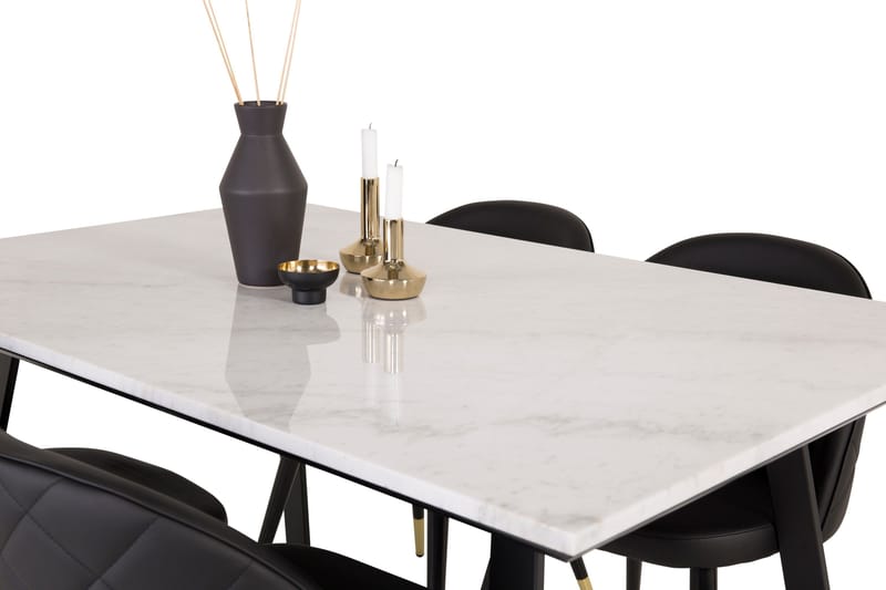 Estelle Matgrupp 140 cm Rektangulär med 4 Velvet stolar - Svart - Products - Möbler - Bord & matgrupp - Matgrupp