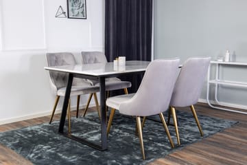 Estelle Matgrupp 140 cm Rektangulär med 4 Velvet stolar - Svart/Guld - Products - Möbler - Bord & matgrupp - Matgrupp