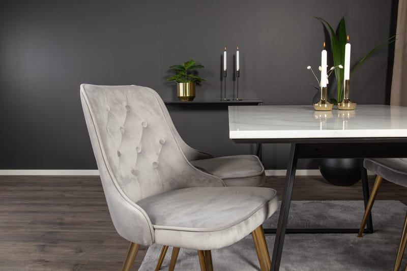 Estelle Matgrupp 140 cm Rektangulär med 4 Velvet stolar - Svart/Guld - Products - Möbler - Bord & matgrupp - Matgrupp