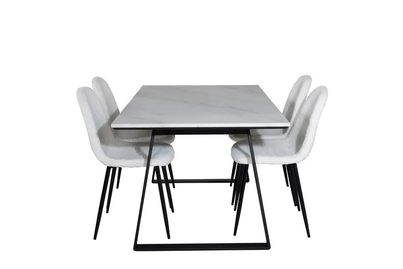 Estelle Matgrupp 140 cm Rektangulär med 4 Polar stolar - Svart - Products - Möbler - Bord & matgrupp - Matgrupp