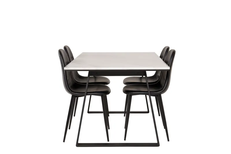 Estelle Matgrupp 140 cm Rektangulär med 4 Polar stolar - Svart - Products - Möbler - Bord & matgrupp - Matgrupp
