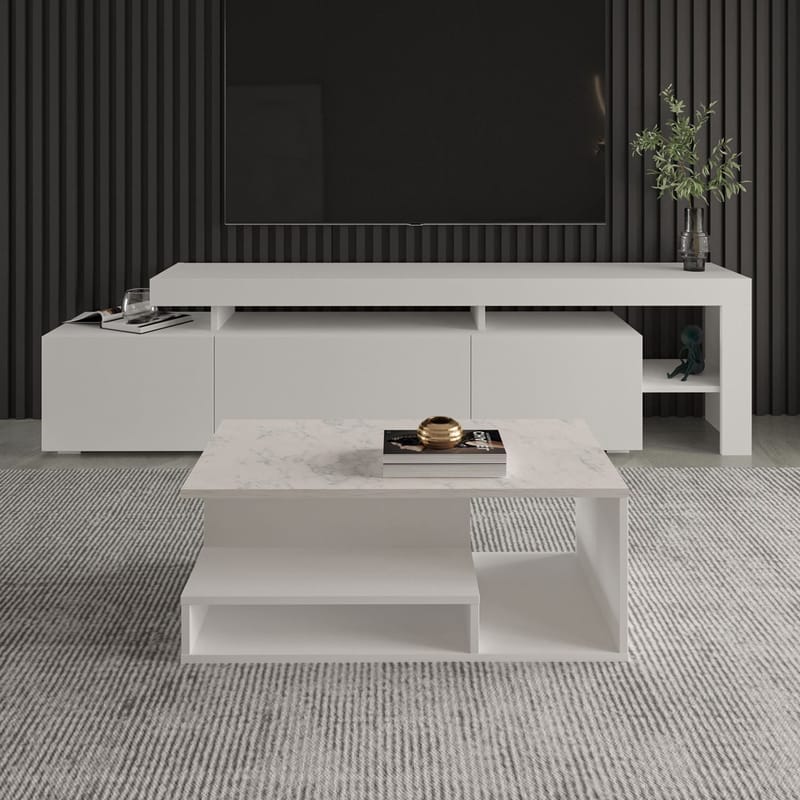 Fenlo Soffbord 90x35x44,8 cm - Vit marmor - Products - Möbler - Bord & matgrupp - Soffbord